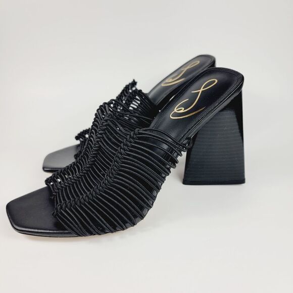 Sam Edelman Laurette Square Toe Black Strappy Block Heels Size 9.5 - Picture 4 of 11
